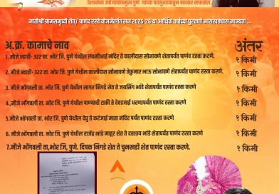 भोर तालुक्यात ‘मातोश्री ग्रामसमृद्धी शेत/पाणंद रस्ते योजना’ अंतर्गत ७ पाणंद रस्त्यांना मान्यता